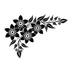 simple vector silhouette floral corner design