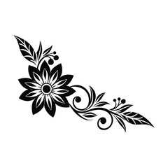 simple vector silhouette floral corner design
