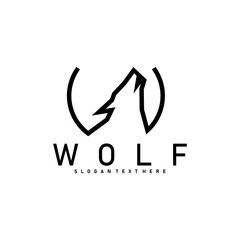 Wolf Logo Icon Black And White Design Vector	