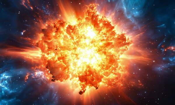 Supernova explosion in deep space