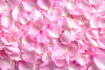 Fototapeta premium Soft organic shapes of pink rose petals in macro, natural lighting, creating a dreamy floral atmosphere