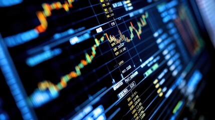 Screen diagram display information business market charts stock sales and financial markets background wallpaper AI generated image