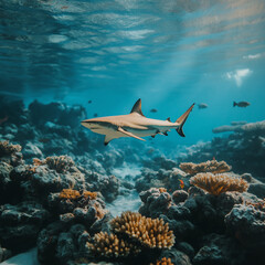 Naklejka premium coral reef and fish