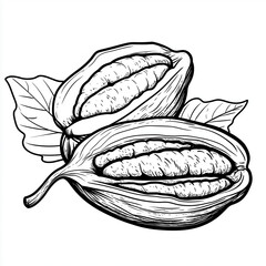 Fototapeta premium Simple line drawing of a pecans on a white background, 
