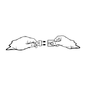 hands connecting plug and socket clip art preview