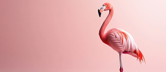 Fototapeta premium Pink Flamingo on a Pink Background