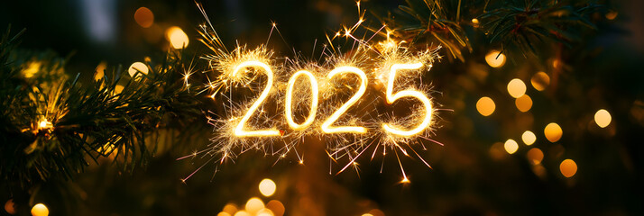 2025 sparkler firework letter happy new year.