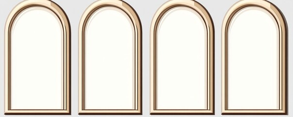Four empty arched frames on a neutral background, ready for artwork or photos.
