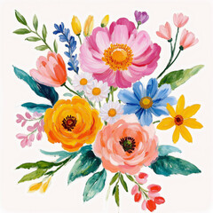 Striking Abstract Bold Floral Bouquet Illustrations