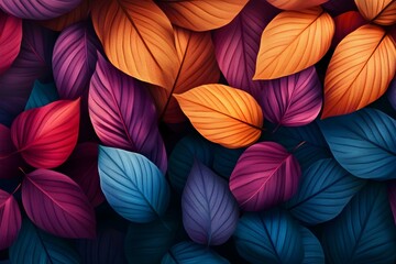 Naklejka premium Colorful Leaves Texture Floral Background