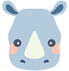 かわいいサイのイラスト 顔 ベクター素材