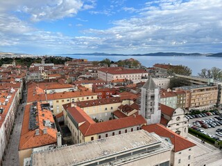 Lookout Bell Tower of St. Anastasia or the view of the old city center of Zadar from the Zadar...