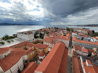 Lookout Bell Tower of St. Anastasia or the view of the old city center of Zadar from the Zadar...