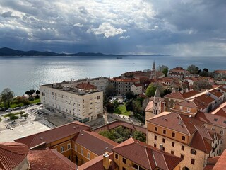 Lookout Bell Tower of St. Anastasia or the view of the old city center of Zadar from the Zadar...