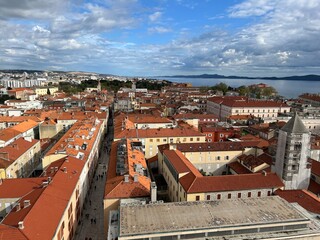 Lookout Bell Tower of St. Anastasia or the view of the old city center of Zadar from the Zadar...