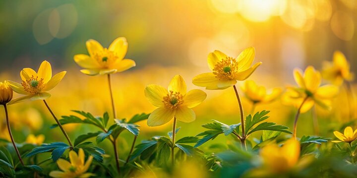 Digital tilt-shift artistry: kievitbloemen in grassy landscape.
