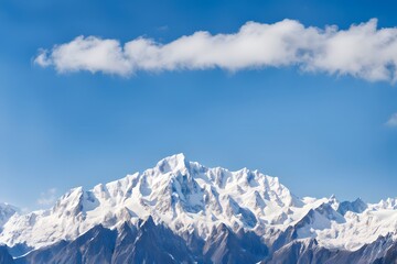 Obraz premium Snow capped mountain range with a bright blue sky clear weather, Ai Generated