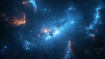 Naklejka premium Cosmic Nebula with Blue and Orange Gaseous Clouds