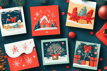 set of christmas cards