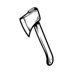axe for chopping tree isolated drawing coloring line art style sketch classic vintage design illustration