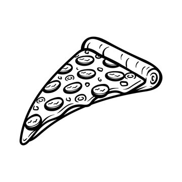 recommend clip art: slice of pizza isolated drawing coloring line art style sketch classic vintage design illustration
