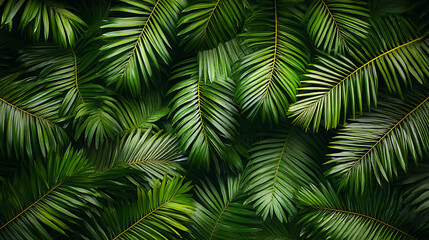 Repeating pattern of palm leaves creating a tropical background 
