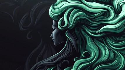 Woman with Green Hair, Illustration