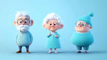 Obraz premium Old Cartoon Characters in 3D Style with Colorful Design