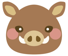 かわいいイノシシのイラスト 顔 ベクター素材