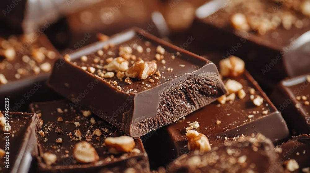 Poster a close-up of chocolate ice cream bars dipped in a rich layer of chocolate, surrounded by crumbs of 