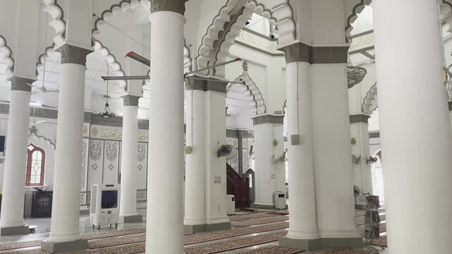 tilt up of The Kapitan Keling Mosque in George Town Penang island Malaysia