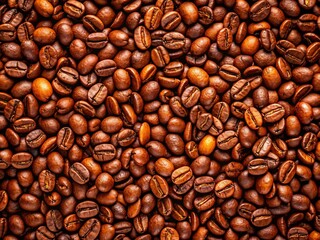 Naklejka premium Roasted coffee beans, a captivating background of warmth and depth.