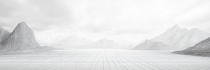 Precision Engineering: Minimalistic Wireframe Landscape of Digital Infrastructure Network