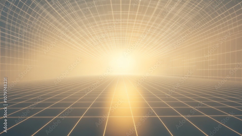 Poster futuristic 3d wireframe grid illustration with soft lighting for engineering and tech concepts