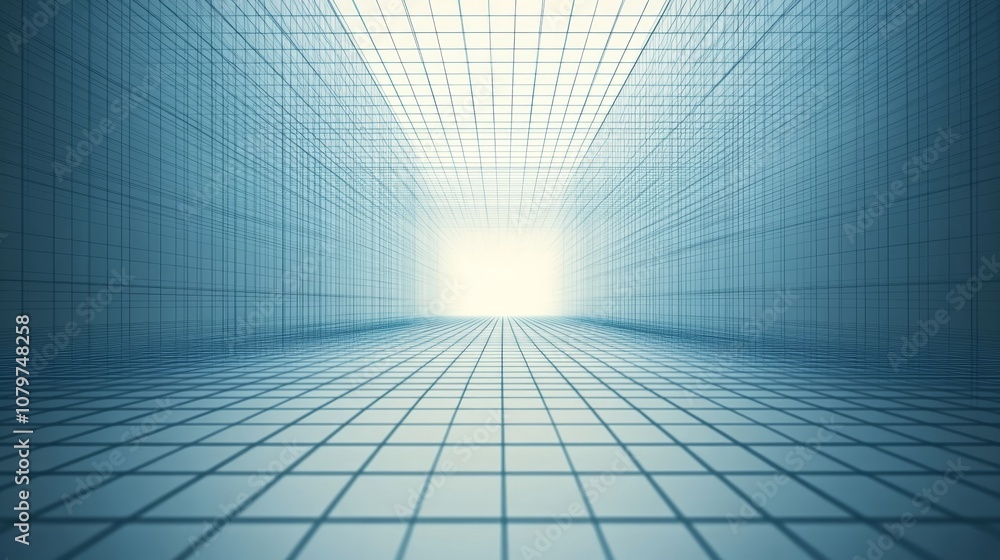 Poster digital futuristic wireframe grid on gradient background