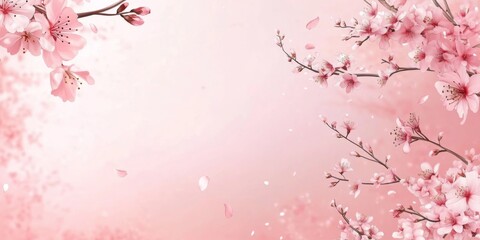 Obraz premium Close-up of a blooming cherry blossom tree in spring, soft pink petals and delicate branches