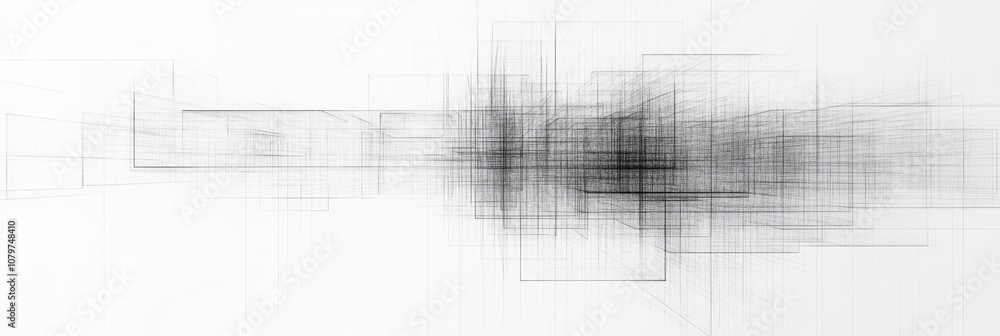 Poster abstract, interconnected grid lines in a 3d wireframe design