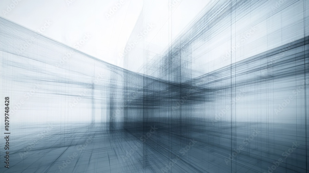 Poster futuristic wireframe grid: concept of engineering and digital transformation