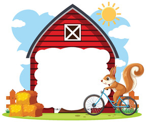 Squirrel Cycling by the Barn