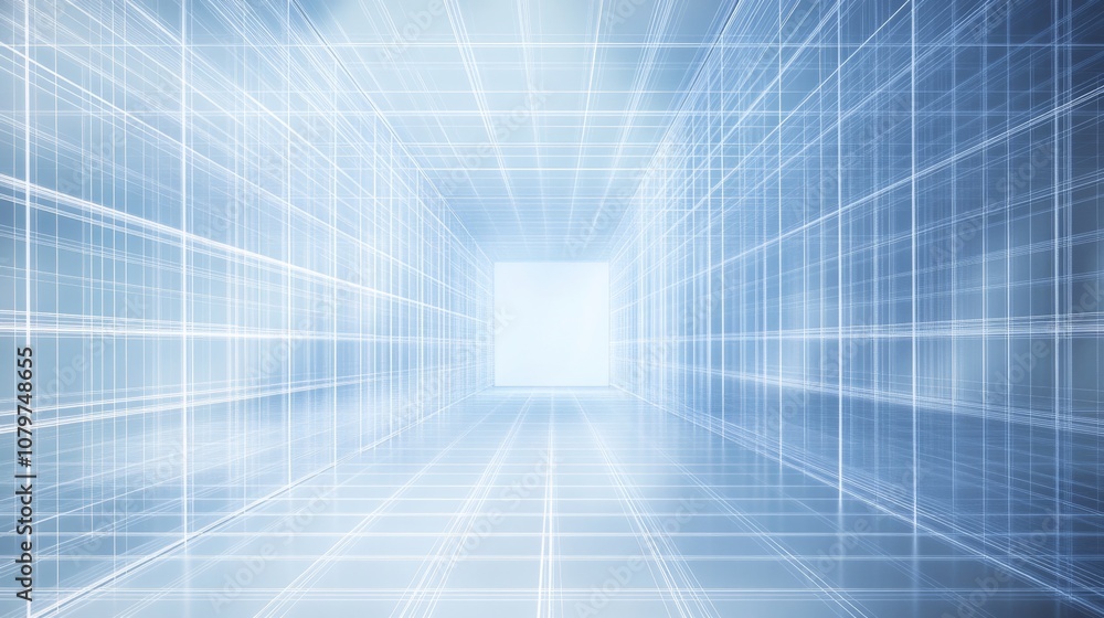 Poster futuristic 3d wireframe grid design with layered lines and smooth connections for modern minimalism