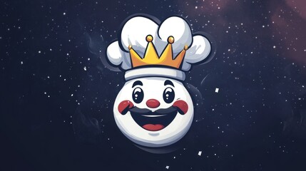 Fototapeta premium Smiling Chef King in the Night Sky