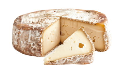 Cheese piece on white transparent background