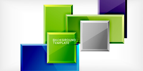 Glass toy style square shapes abstract design. Vector Illustration For Wallpaper, Banner, Background, Card, Book Illustration, landing page