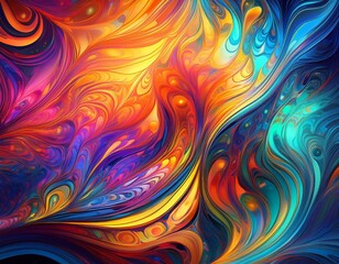 Vibrant, swirling colors create a psychedelic, abstract design with fluid motion