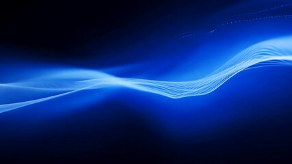 A smooth, flowing blue light wave in an abstract digital space, creating a futuristic and serene effect - Powered by Adobe
