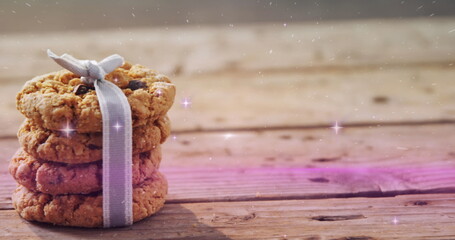 Image of coronavirus cells over woman in classroom