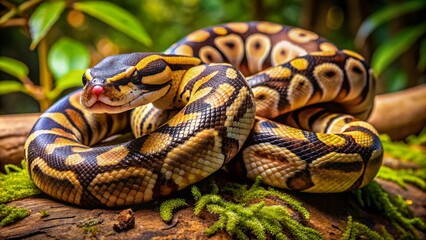 Obraz premium Wildlife AI art, a ball python in natural surroundings.