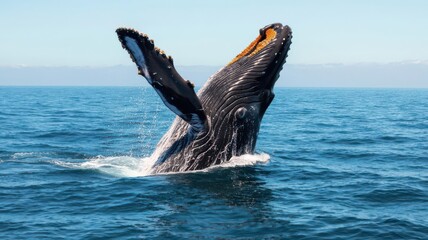 Obraz premium Couple going whale watching on a boat tour, excitedly pointing out whales as they breach the water whale watching, nature, shared wonder