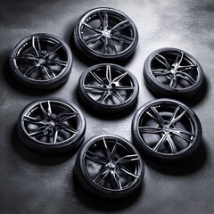 Stylish black alloy wheels for high-performance vehicles