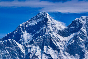 Mount Everest, highest mountain in the world,8848 m,Close up of the South west face, south and main...